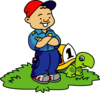 Cartoon Boy And Turtle Clip Art